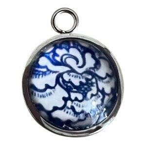 NEW Blue & White Floral Pendant Charm